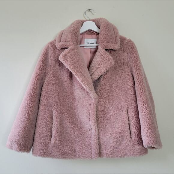 Stand Studio Donna Rosa Teddy Coat Blush Pink XXS 34 00 - Picture 2 of 9